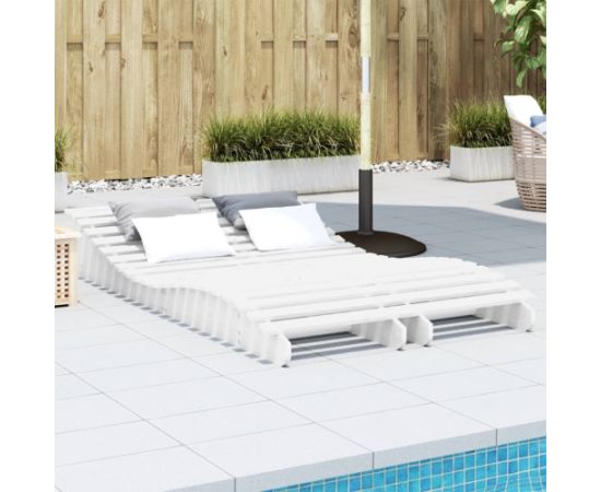 vidaXL Leżaki, 2 szt., białe, 205x60x31,5 cm, lite drewno sosnowe Шезлонги и пляжные стулья