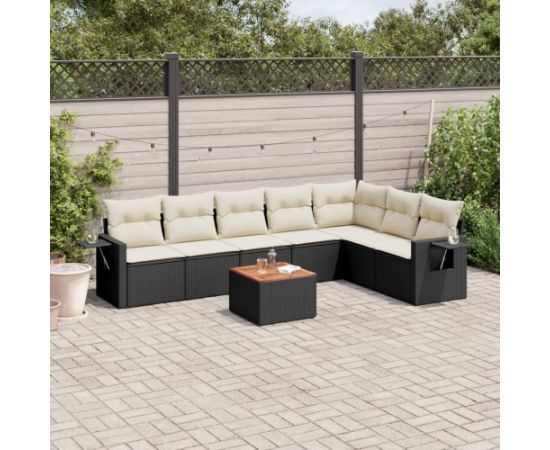 vidaXL 8-cz. zestaw wypoczynkowy do ogrodu, z poduszkami, czarny Dārza mēbeļu komplekti