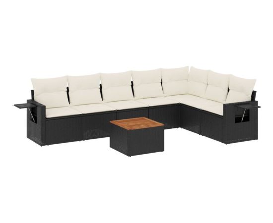 vidaXL 8-cz. zestaw wypoczynkowy do ogrodu, z poduszkami, czarny Dārza mēbeļu komplekti