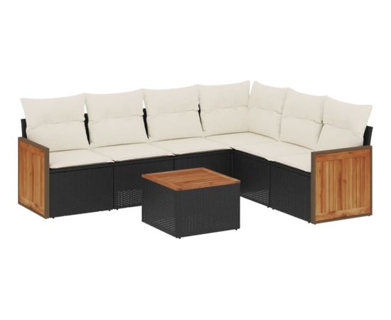 vidaXL 7-cz. zestaw wypoczynkowy do ogrodu, z poduszkami, czarny Dārza mēbeļu komplekti