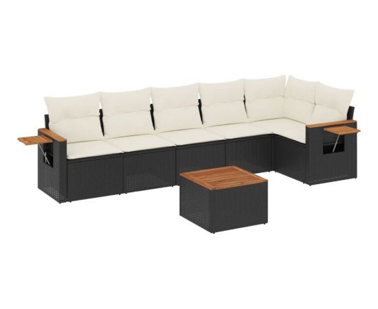 vidaXL 7-cz. zestaw wypoczynkowy do ogrodu, z poduszkami, czarny Dārza mēbeļu komplekti