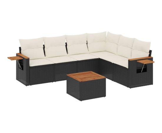 vidaXL 7-cz. zestaw wypoczynkowy do ogrodu, z poduszkami, czarny Dārza mēbeļu komplekti