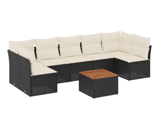 vidaXL 8-cz. zestaw wypoczynkowy do ogrodu, z poduszkami, czarny Dārza mēbeļu komplekti