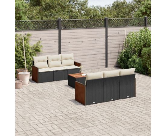 vidaXL 7-cz. zestaw wypoczynkowy do ogrodu, z poduszkami, czarny Dārza mēbeļu komplekti