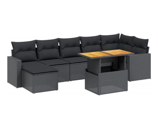 vidaXL 8-cz. zestaw wypoczynkowy do ogrodu, z poduszkami, czarny Dārza mēbeļu komplekti