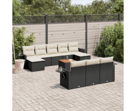 vidaXL 11-cz. zestaw wypoczynkowy do ogrodu, poduszki czarny rattan PE Dārza mēbeļu komplekti