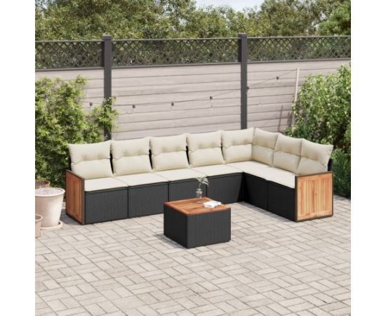 vidaXL 8-cz. zestaw wypoczynkowy do ogrodu, z poduszkami, czarny Dārza mēbeļu komplekti