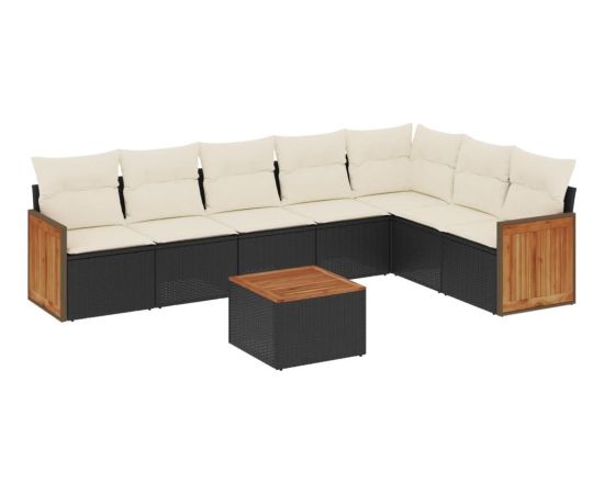 vidaXL 8-cz. zestaw wypoczynkowy do ogrodu, z poduszkami, czarny Dārza mēbeļu komplekti