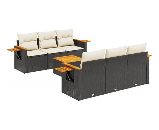 vidaXL 7-cz. zestaw wypoczynkowy do ogrodu, z poduszkami, czarny Dārza mēbeļu komplekti