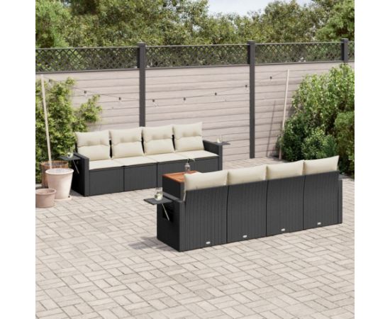 vidaXL 9-cz. zestaw wypoczynkowy do ogrodu, z poduszkami, czarny Dārza mēbeļu komplekti