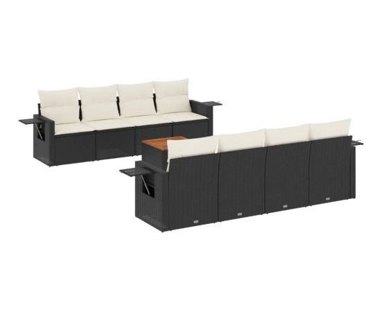 vidaXL 9-cz. zestaw wypoczynkowy do ogrodu, z poduszkami, czarny Dārza mēbeļu komplekti