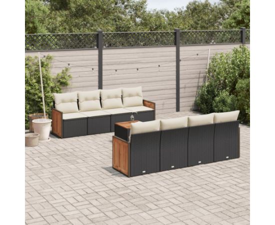 vidaXL 9-cz. zestaw wypoczynkowy do ogrodu, z poduszkami, czarny Dārza mēbeļu komplekti