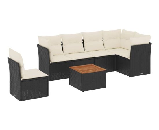 vidaXL 7-cz. zestaw wypoczynkowy do ogrodu, z poduszkami, czarny Dārza mēbeļu komplekti