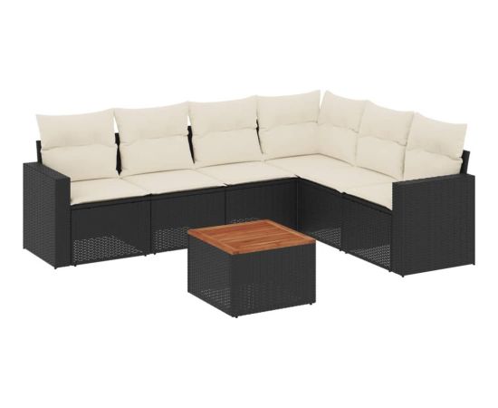 vidaXL 7-cz. zestaw wypoczynkowy do ogrodu, z poduszkami, czarny Dārza mēbeļu komplekti