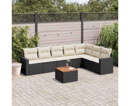 vidaXL 8-cz. zestaw wypoczynkowy do ogrodu, z poduszkami, czarny Dārza mēbeļu komplekti