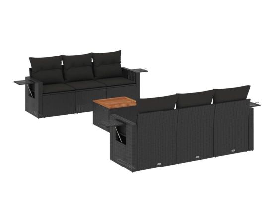 vidaXL 7-cz. zestaw wypoczynkowy do ogrodu, z poduszkami, czarny Dārza mēbeļu komplekti