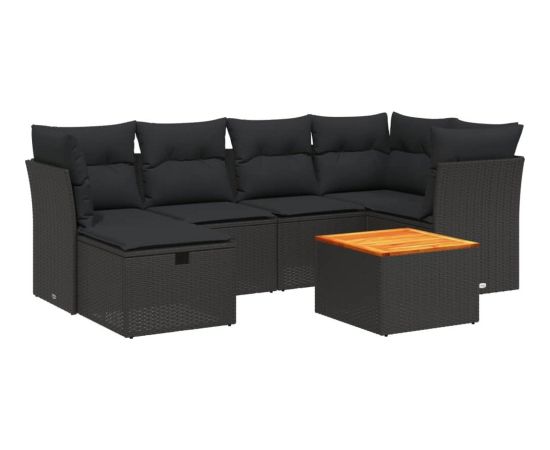 vidaXL 7-cz. zestaw wypoczynkowy do ogrodu, z poduszkami, czarny Dārza mēbeļu komplekti