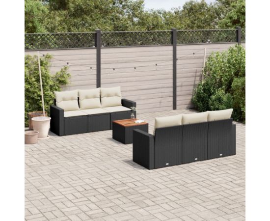 vidaXL 7-cz. zestaw wypoczynkowy do ogrodu, z poduszkami, czarny Dārza mēbeļu komplekti