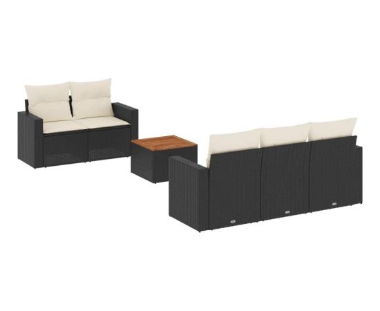 vidaXL 6-cz. zestaw mebli ogrodowych z poduszkami, czarny polirattan Dārza mēbeļu komplekti