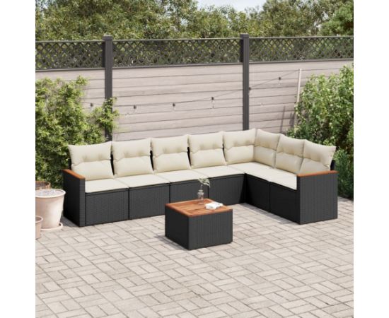 vidaXL 8-cz. zestaw wypoczynkowy do ogrodu, z poduszkami, czarny Dārza mēbeļu komplekti