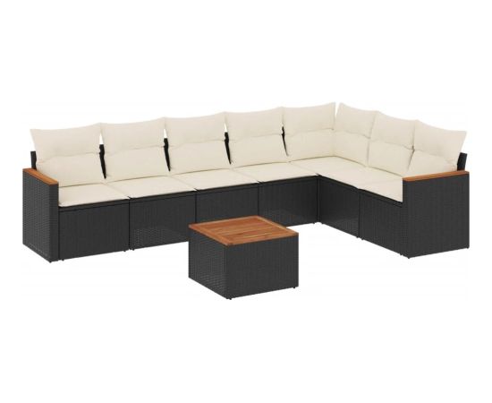 vidaXL 8-cz. zestaw wypoczynkowy do ogrodu, z poduszkami, czarny Dārza mēbeļu komplekti