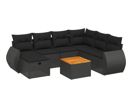 vidaXL 8-cz. zestaw wypoczynkowy do ogrodu, z poduszkami, czarny Dārza mēbeļu komplekti