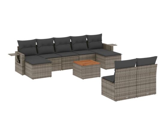 vidaXL 10-cz. zestaw wypoczynkowy do ogrodu, z poduszkami, szary Dārza mēbeļu komplekti