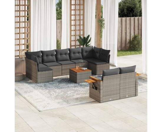 vidaXL 10-cz. zestaw wypoczynkowy do ogrodu, z poduszkami, szary Dārza mēbeļu komplekti