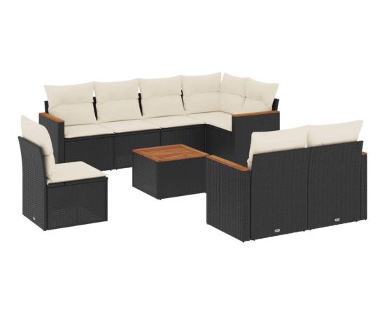 vidaXL 9-cz. zestaw wypoczynkowy do ogrodu, z poduszkami, czarny Dārza mēbeļu komplekti