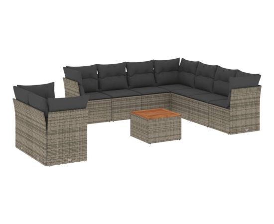 vidaXL 10-cz. zestaw wypoczynkowy do ogrodu, z poduszkami, szary Dārza mēbeļu komplekti