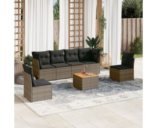 vidaXL 7-cz. zestaw wypoczynkowy do ogrodu, z poduszkami, szary Dārza mēbeļu komplekti