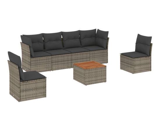 vidaXL 7-cz. zestaw wypoczynkowy do ogrodu, z poduszkami, szary Dārza mēbeļu komplekti