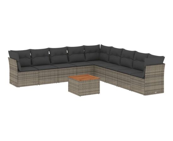 vidaXL 10-cz. zestaw wypoczynkowy do ogrodu, z poduszkami, szary Dārza mēbeļu komplekti