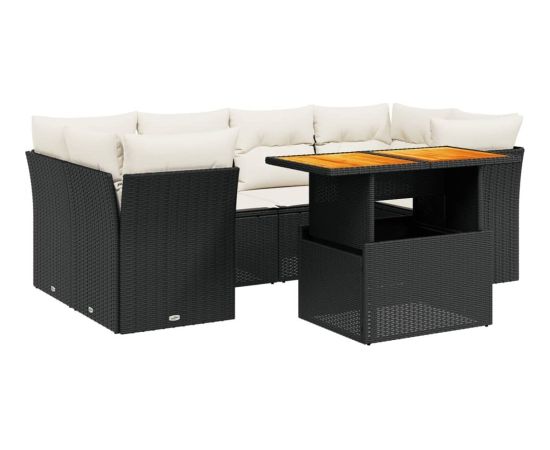 vidaXL 7-cz. zestaw wypoczynkowy do ogrodu, z poduszkami, czarny Dārza mēbeļu komplekti