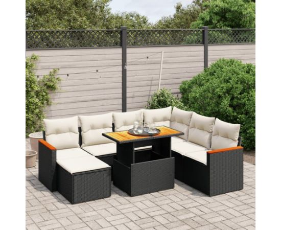 vidaXL 8-cz. zestaw wypoczynkowy do ogrodu, z poduszkami, czarny Dārza mēbeļu komplekti