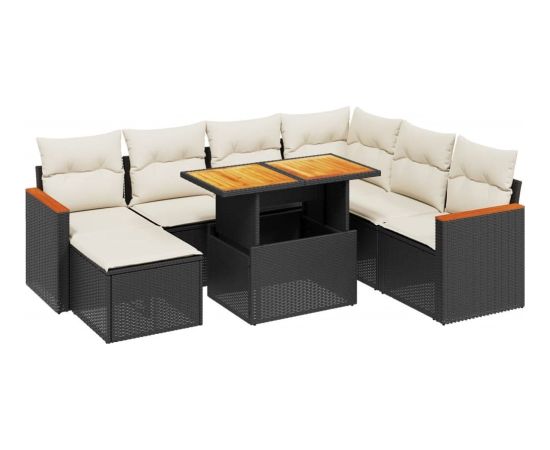 vidaXL 8-cz. zestaw wypoczynkowy do ogrodu, z poduszkami, czarny Dārza mēbeļu komplekti