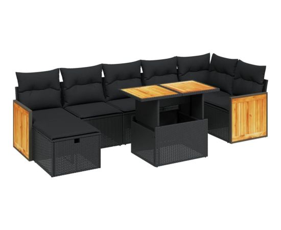 vidaXL 8-cz. zestaw wypoczynkowy do ogrodu, z poduszkami, czarny Dārza mēbeļu komplekti