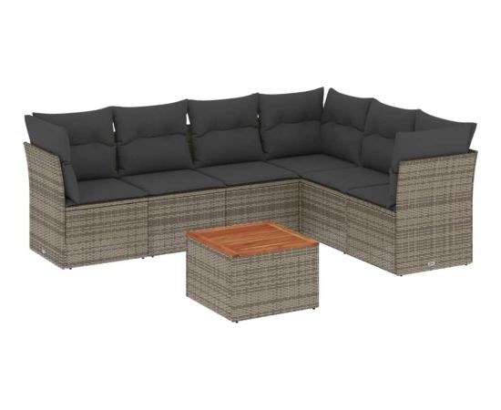 vidaXL 7-cz. zestaw wypoczynkowy do ogrodu, z poduszkami, szary Dārza mēbeļu komplekti