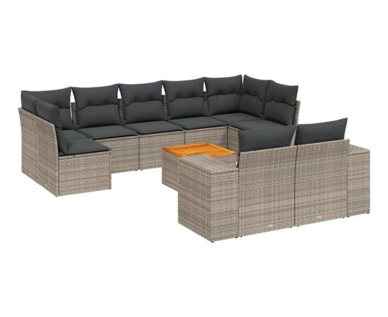 vidaXL 10-cz. zestaw wypoczynkowy do ogrodu, z poduszkami, szary Dārza mēbeļu komplekti