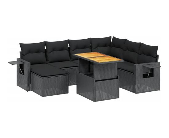 vidaXL 8-cz. zestaw wypoczynkowy do ogrodu, z poduszkami, czarny Dārza mēbeļu komplekti