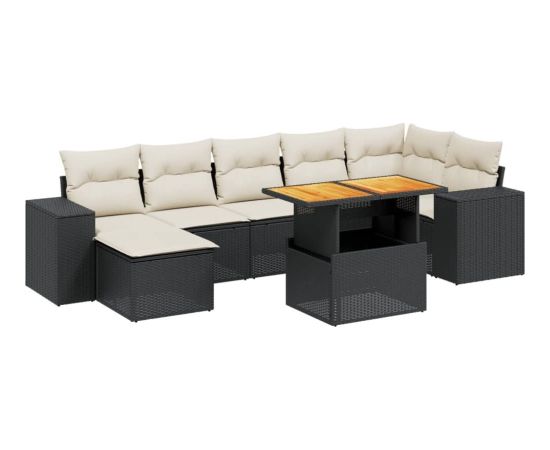 vidaXL 8-cz. zestaw wypoczynkowy do ogrodu, z poduszkami, czarny Dārza mēbeļu komplekti