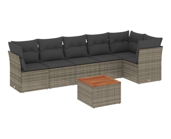 vidaXL 7-cz. zestaw wypoczynkowy do ogrodu, z poduszkami, szary Dārza mēbeļu komplekti