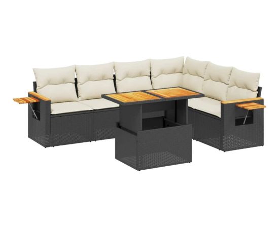 vidaXL 7-cz. zestaw wypoczynkowy do ogrodu, z poduszkami, czarny Dārza mēbeļu komplekti