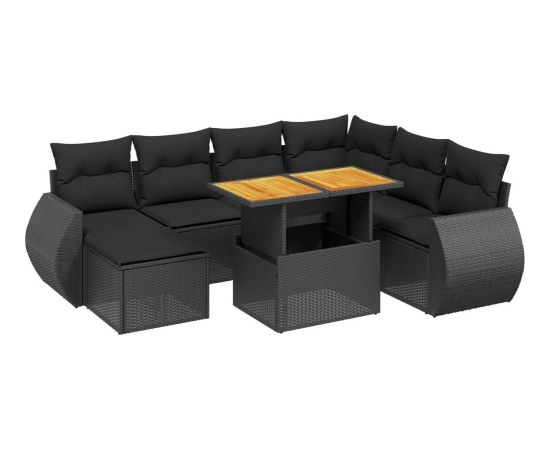 vidaXL 8-cz. zestaw wypoczynkowy do ogrodu, z poduszkami, czarny Dārza mēbeļu komplekti