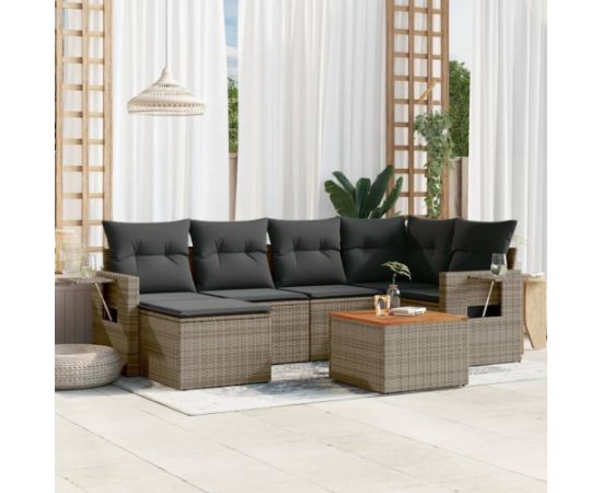 vidaXL 7-cz. zestaw wypoczynkowy do ogrodu, z poduszkami, szary Dārza mēbeļu komplekti