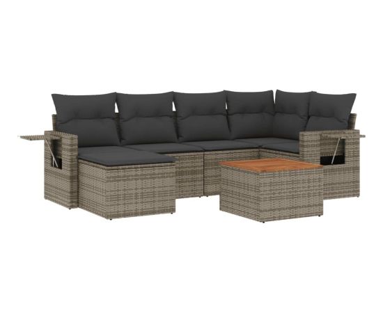 vidaXL 7-cz. zestaw wypoczynkowy do ogrodu, z poduszkami, szary Dārza mēbeļu komplekti