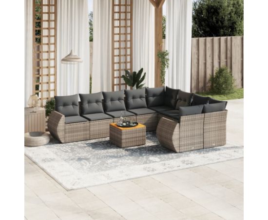 vidaXL 10-cz. zestaw wypoczynkowy do ogrodu, z poduszkami, szary Dārza mēbeļu komplekti