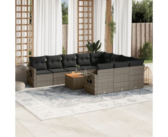 vidaXL 11-cz. zestaw wypoczynkowy do ogrodu, poduszki czarny rattan PE Dārza mēbeļu komplekti