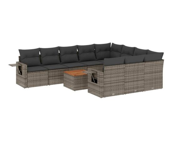 vidaXL 11-cz. zestaw wypoczynkowy do ogrodu, poduszki czarny rattan PE Dārza mēbeļu komplekti