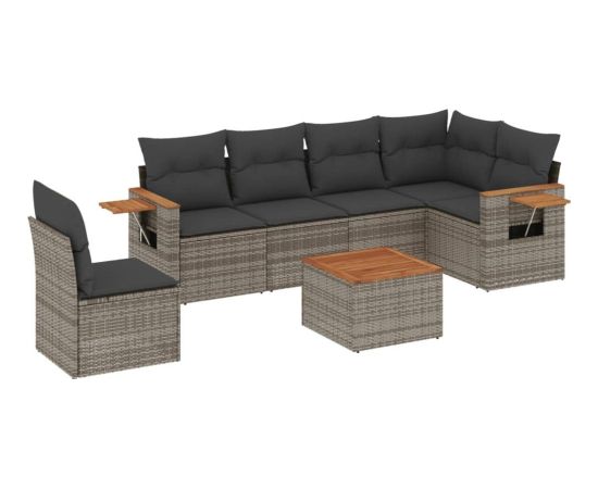 vidaXL 7-cz. zestaw wypoczynkowy do ogrodu, z poduszkami, szary Dārza mēbeļu komplekti